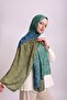 Ahenk Gradient Patterned Double-Sided Shawl - Blue Khaki Turquoise - 5