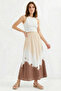 Women's Patterned Viscose Beige Skirt - 4