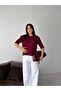 Premium Viscose Sausage Collar Half Sleeve Comfortable Fit Flexible Summer Knitwear Blouse - 3