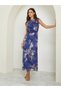 Blue Tie-Dye Print A-Line Maxi Dress - 3