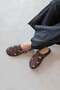Viny Women's Belt Detail Flat Sole Suede Slippers Brown