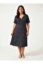 Women's Plus Size Midi Dress Daisy Print V-Neck Short Sleeve Buttoned