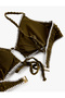 Textured Crochet Detailed Bikini Top with Front Tie Detail - 5