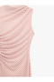 Drapeli Slim Fit Sleeveless Crew Neck Polka Dot Long Dress - 5