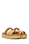 Women's Beige Strappy Thick Soled Slippers 26Sfe463114 - 2