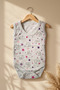 Nova Starlight Gray Melange Moon and Star Patterned 100% Cotton Sleeveless Baby Bodysuit - Soft and Breathable - 2