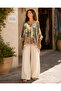 Khaki Color Italian Silk Patterned Blouse - 3