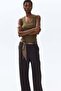 Scarf-detail linen-blend trousers - 2