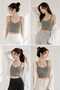 Lycra Cotton Camisole with Thick Straps and Padded Crop Top - 4