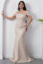 Strapless Neckline Rhinestone Lace Dress Dmn226 - 3