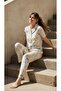 Tie-Dye Pattern Men's Collar Buttoned Pants Women's Pajama Set - 2