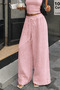 Women's Muslin High Waist Wide Leg Pants with Elastic Waistband - 3