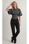 . Women's 100% Cotton Stretchy Bat Sleeve Fitted Waistline Crew Neck Summer Combed Cotton Sports T-Shirt - 3