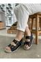 Women's Black Genuine Leather Orthopedic Sole Daily Comfortable Sandals - 2