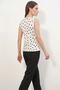 Women's Round Neck Polka Dot Print White Bodysuit - 5