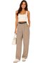 Women’s Wide Leg Bee Embroidered Pants with Belt – Casual Palazzo Trousers