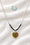Handmade Ruby Stone Stringed Heart End Women's Necklace 45 cm Stainless Steel - 4