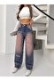 Baggy Jeans with Brown Tinted Embroidery on the Legs - 4