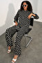 Women's Tunic Pants Polka Dot Top and Bottom Set 1013 - A.Black - 2