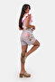 Women's Denim Pink 4S6-89 Mom Relax Special Design Denim Shorts with Rose and Embroidery Detail - 3