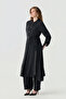 Minimal Button Detail, Flowing Form, Black Giy Çık 0398 - 5