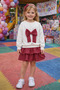 Girl's Stone Embellished Ribbon Detailed T-Shirt and Skirt Set – Stylish Combination for Holidays and Special Occasions - 7
