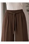 Women's Tie-Waist Belted Fabric Trousers Brown - 2