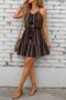Women's v-neck, strappy, patterned, short-sleeve supreme dress with waist tie - 3
