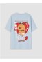 New Season Blue Crew Neck Capyfun Printed Girls' T-Shirt - 3