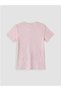 New Season Pink Crew Neck Girls' T-Shirt with Bow Detail - 2