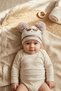 Mia Cool Cat Gray Glitter Detailed Double Plush 0-6 Months Baby and Child Beanie with Pompom - Soft Cotton Seasonal - 2