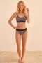 Women's Zebra Patterned Black Tape Detailed Bikini Bottom - Beach Fashion Mix&Match - 4