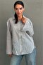 White Striped Sendy Fabric Women's Shirt Mg2834 - 3