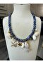 Blue Bead Design Necklace with Charm Detail - 2