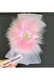 Pink Layered Tulle Bow Plush Feathered Stone Crown Women's Children's Crown Hair Accessory - 4