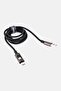Led Braided USB-A To USB-C Cable, Black - 3