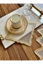 Set of 6 Suitable for Wire Drawing Technique - Double Row Wavy Embroidered Cocktail Presentation Napkins - 3