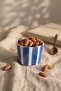 Almond Blue Striped Ceramic Snack Bowl / Mini Bowl