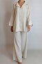 Gofre Long Shirt and Loose-Fitted Pants Set with Elastic Waist Di̇e8051 - 4