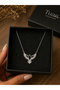 Eagle Figure Steel Figure Zircon Silver Color Chain Necklace Eagle Gold Pendant - 3