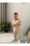 Cream Baby Boy Salopet Set with Gingham Shirt and Bow Tie for Special Occasions - 4