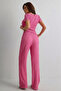Women's Bubble Fabric Casual Stylish Blouse Wide Leg Pants Two-Piece Set - 3