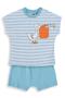 Striped Stork Printed 6-18 Month Set - Blue