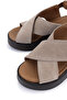 Women's Genuine Leather Beige Suede Flat Sandals - 4