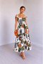 Women's Strappy Chest Elastic Detailed Patterned Long Single Jersey Dress, Summer Comfortable Dress