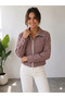 Women's Zippered Casual Jacket with Drawstring Pocket Detail - 3
