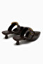 Meeri Brown Buckle Closed Toe Heeled Women's Slippers - 6