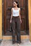Bitter Brown High Waist Fabric Trousers Mg2285 - 2