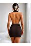 Women's halter neck pleated backless mini scuba dress - 2