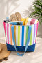 Blue Tr4 Colorful Striped Denim Fabric Sole Beach Bag Selection